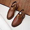 Imperio By Regal Tan Mens Formal Woven Leather Slip On Sandals