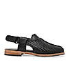 Imperio By Regal Black Mens Formal Woven Leather Slip On Sandals