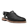 Imperio By Regal Black Mens Formal Woven Leather Slip On Sandals