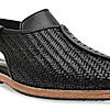 Imperio By Regal Black Mens Formal Woven Leather Slip On Sandals