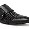 Imperio By Regal Black Mens Formal Woven Double Monk Slip Ons