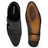 Imperio By Regal Black Mens Formal Woven Double Monk Slip Ons