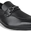 Regal Black Mens Leather Buckled Slip-Ons