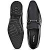 Regal Black Mens Leather Buckled Slip-Ons