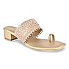 Rocia Gold Women Diamond Embellished Block Heel Sandals