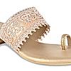 Rocia Gold Women Diamond Embellished Block Heel Sandals