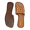 ROCIA Tan Women Casual Rivet Sliders