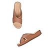 ROCIA Tan Women Comfort Laser Cut Cross Strap Flats