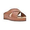 ROCIA Tan Women Comfort Laser Cut Cross Strap Flats