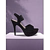 Rocia Black Suede Ankle Strap Stilettos