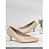 Rocia Women's Beige Kitten Heel Patent Pumps