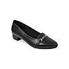 Rocia Women's Black Textured Small Heel Pumps