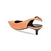 Rocia Women Orange Patent Closed Toe Kitten Heel Sandal