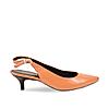 Rocia Women Orange Patent Closed Toe Kitten Heel Sandal