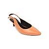 Rocia Women Orange Patent Closed Toe Kitten Heel Sandal