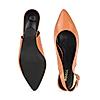 Rocia Women Orange Patent Closed Toe Kitten Heel Sandal