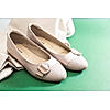 Rocia Beige Women Patent Buckled Ballerinas