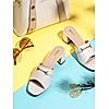 Rocia White Women Gold Buckled Block Heels