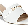 Rocia White Women Gold Buckled Block Heels