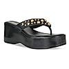 Rocia Black Women Rivet Studded Thong Wedges