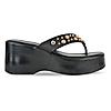 Rocia Black Women Rivet Studded Thong Wedges