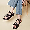 Rocia By Regal Black Women Zig-Zag Strappy Flats