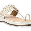 Rocia By Regal White Women Woven Kolhapuri Comfort Flats