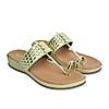 Rocia By Regal Green Women Woven Kolhapuri Comfort Flats