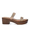 Rocia By Regal Antique Gold Women Vinyl Studded Block Heel Sandals