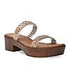 Rocia By Regal Antique Gold Women Vinyl Studded Block Heel Sandals