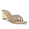 Rocia By Regal Gold Women Diamond Strap Block Heel Sandals