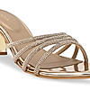 Rocia By Regal Gold Women Diamond Strap Block Heel Sandals