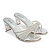 Rocia By Regal Silver Women Diamond Strap Block Heel Sandals