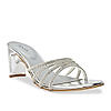 Rocia By Regal Silver Women Diamond Strap Block Heel Sandals