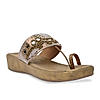 Rocia By Regal Antique Gold Women Embroidered Comfort Flats