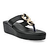 Rocia By Regal Black Women Casual Gold Buckled Wedges