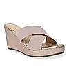 Rocia By Regal Rose Gold Women Shimmery Criss Cross Platforms