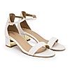 Rocia By Regal White Women Classic Gold Accent Block Heel Sandals