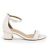 Rocia By Regal White Women Classic Gold Accent Block Heel Sandals