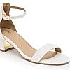 Rocia By Regal White Women Classic Gold Accent Block Heel Sandals