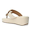 Rocia By Regal Cream Women Casual Gold Buckled Wedges