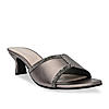 Rocia By Regal Gun Metal Women Diamond Embellished Kitten Heel Sandals