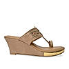 Rocia By Regal Beige Women Laser Cut Kolhapuri Wedges