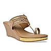 Rocia By Regal Beige Women Laser Cut Kolhapuri Wedges