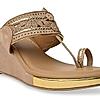 Rocia By Regal Beige Women Laser Cut Kolhapuri Wedges