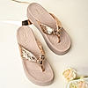 Rocia By Regal Rose Gold Women Casual Knotted Thong Wedges