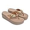 Rocia By Regal Rose Gold Women Casual Knotted Thong Wedges