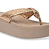 Rocia By Regal Rose Gold Women Casual Knotted Thong Wedges