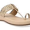 Rocia By Regal Beige Women Woven Kolhapuri Comfort Flats