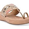 Rocia By Regal Rose Gold Women Embroidered Comfort Flats